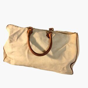 Fedra Milano Beige Leather Tote Bag Brown Handles Vintage Italy 1970s